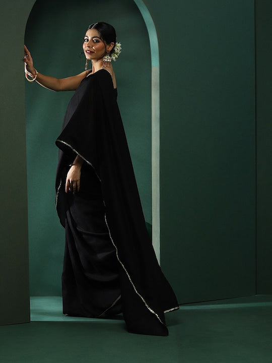 AKS Couture Pre-pleated Saree With Embroidered Blouse Saree