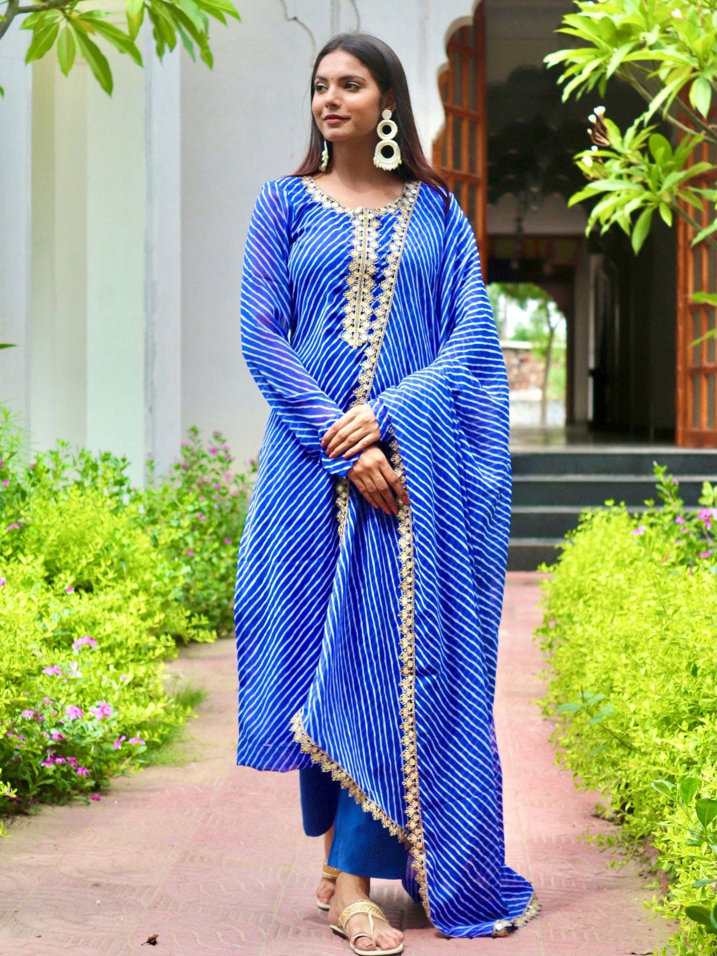 ONEWE INDIA Nilaaya Leheriya Set (Set of 3) - Blue