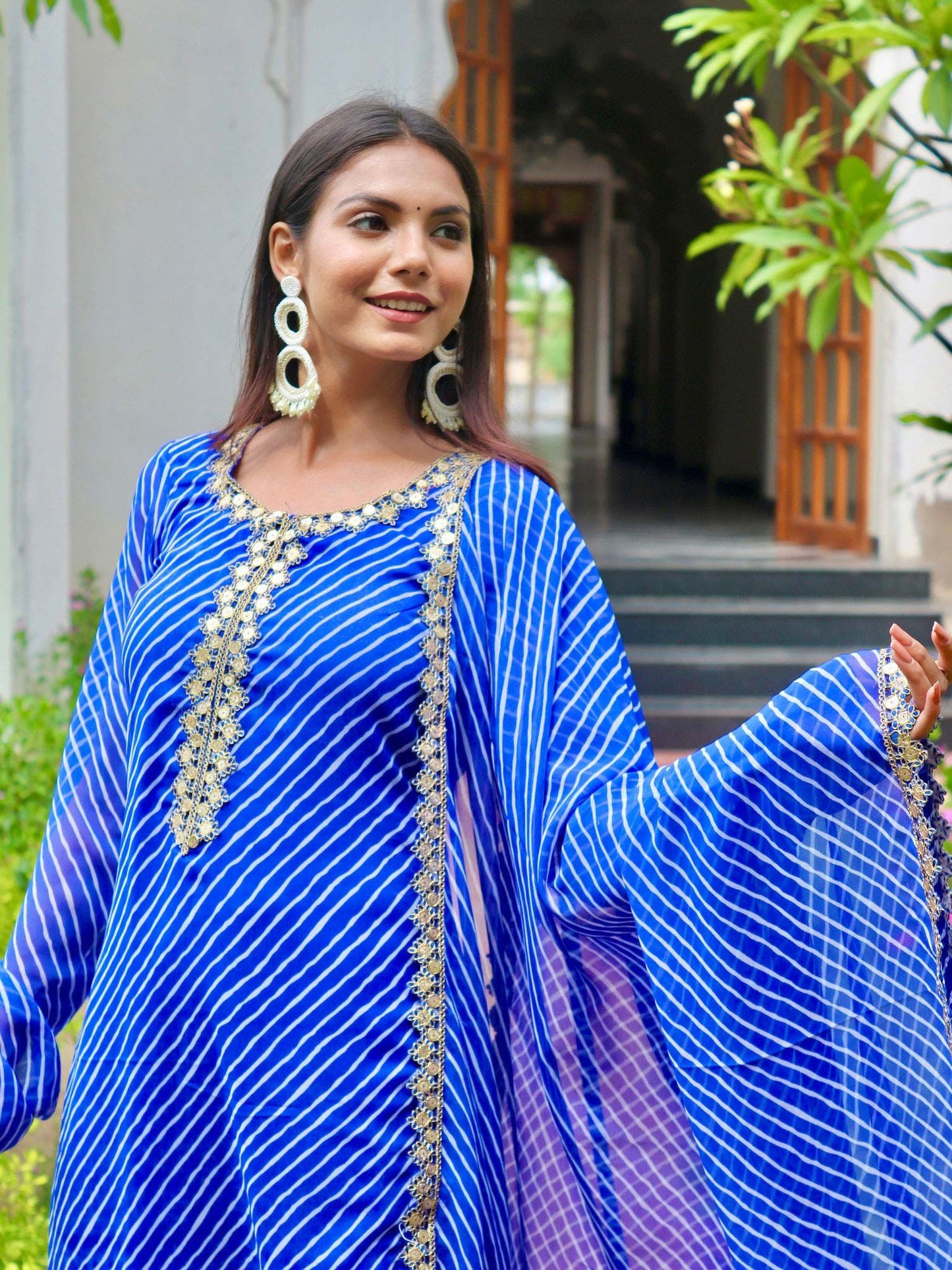 ONEWE INDIA Nilaaya Leheriya Set (Set of 3) - Blue