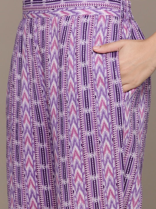 Readiprint Fashions Floral Printed Pleated Thread Work Pure Cotton Kurta Set
