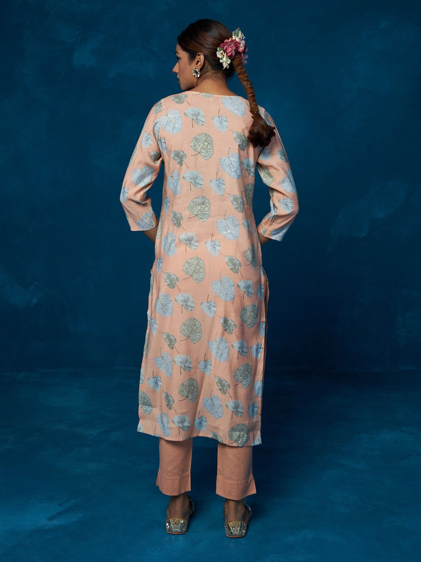 Likha Peach Printed Kurta, Pant & Dupatta LIKSKD210 (Set of 3)