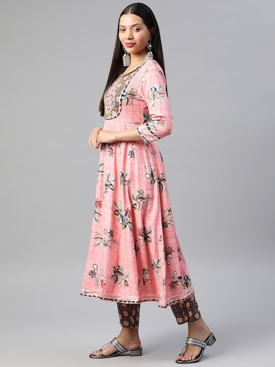 Readiprint Fashions Women Floral Kurti with Palazzos & Dupatta