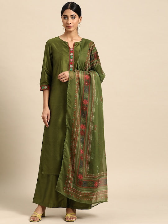 All about you Floral Yoke Design Regular Kurta with Palazzos & Dupatta