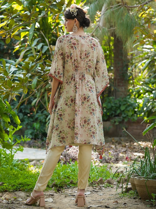Scakhi Floral Printed Kaftan Tunic With Trousers