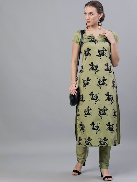 AKS Couture Floral Printed Regular Kurta with Trousers