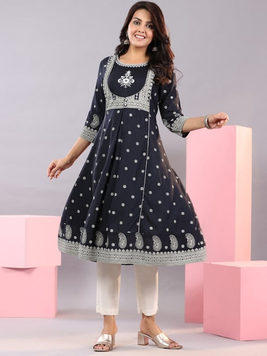 Juniper Ethnic Motifs Printed A-Line Kurta