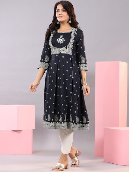 Juniper Ethnic Motifs Printed A-Line Kurta