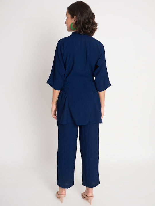 Mitera Mandarin Collar Tie-Up Top & Trouser