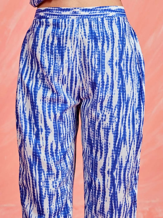 Sangria Printed Pure Cotton A-Line Kurta With Trousers