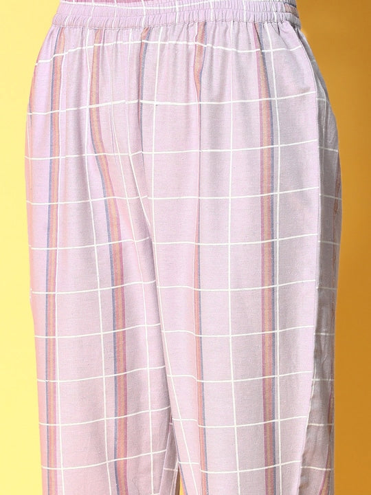 Yufta Women Pink Ethnic Motifs Printed Pure Cotton Kurta Set