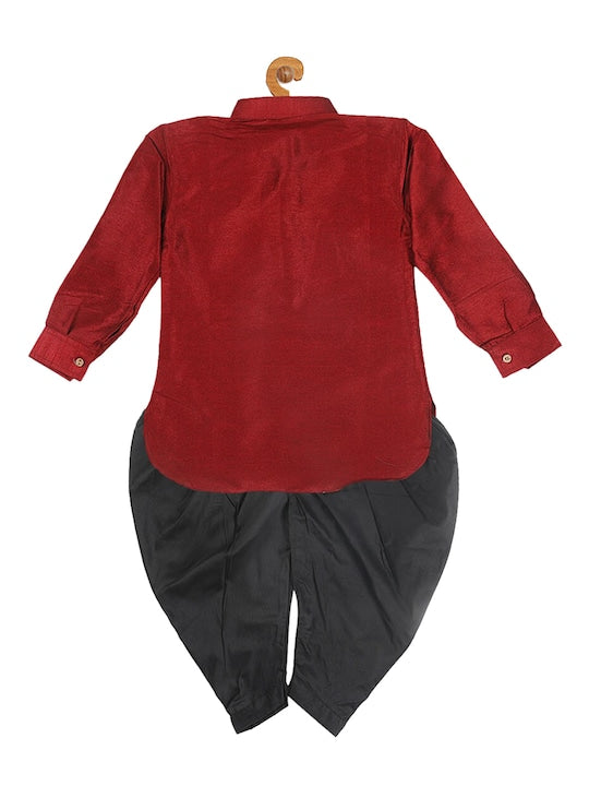Vastramay Sishu Boys Maroon Kurta with Dhoti Pants