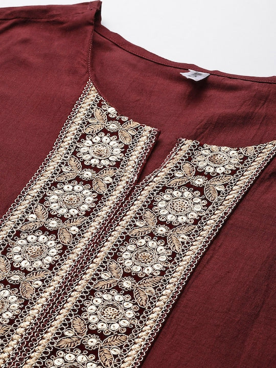 Yufta Women Embroidered Sequinned Kurta with Trousers & Dupatta