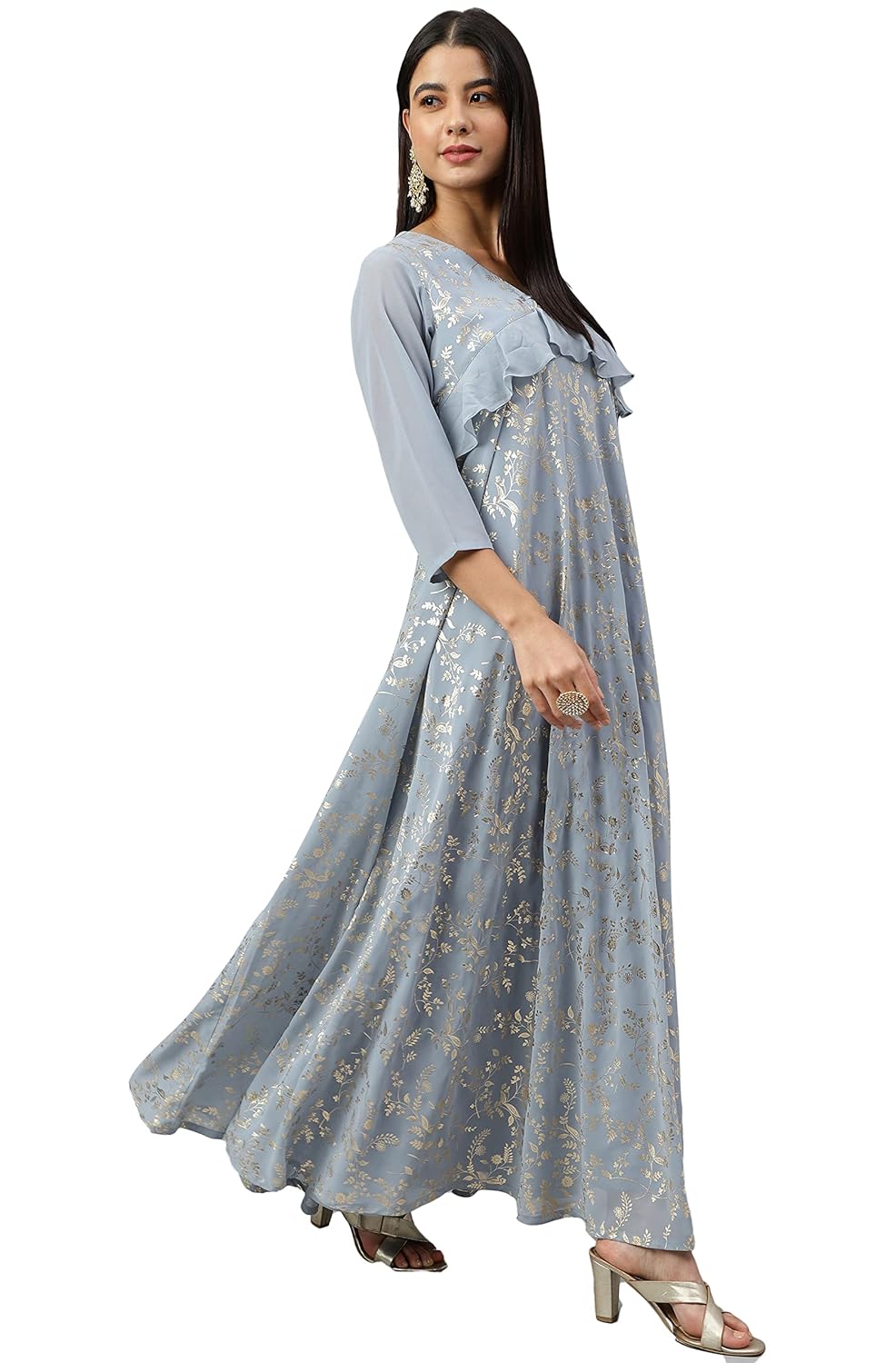 Janasya Women Dresses Grey