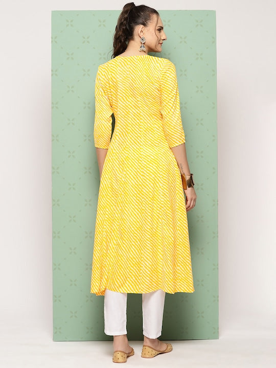 Yufta Leheriya Printed Gotta Patti Anarkali Kurta