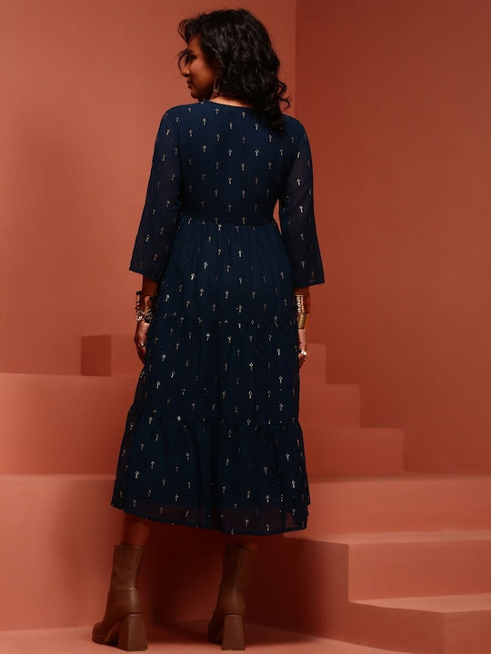 IMARA Ethnic Motifs Printed A-Line Ethnic Dress