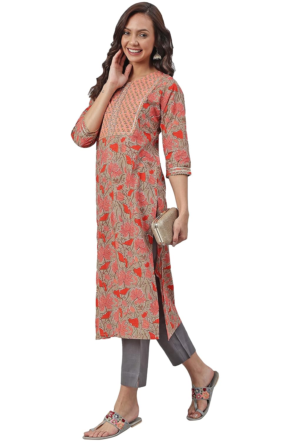 Janasya Women's Mint Green Cotton Kurta