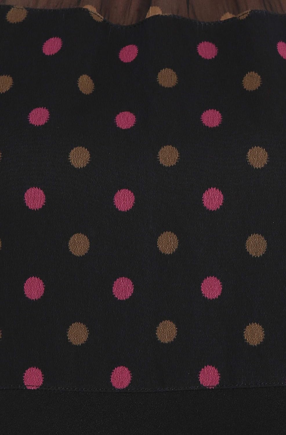 Janasya Women's Black Poly Crepe Polka Print A-line Kurta