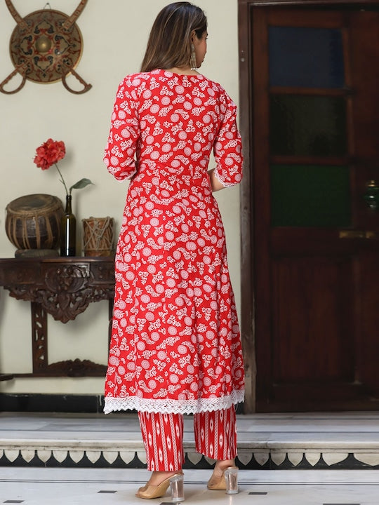 Singni Ethnic Motifs Printed Mirror Work Regular Kurta With Trousers & Dupatta