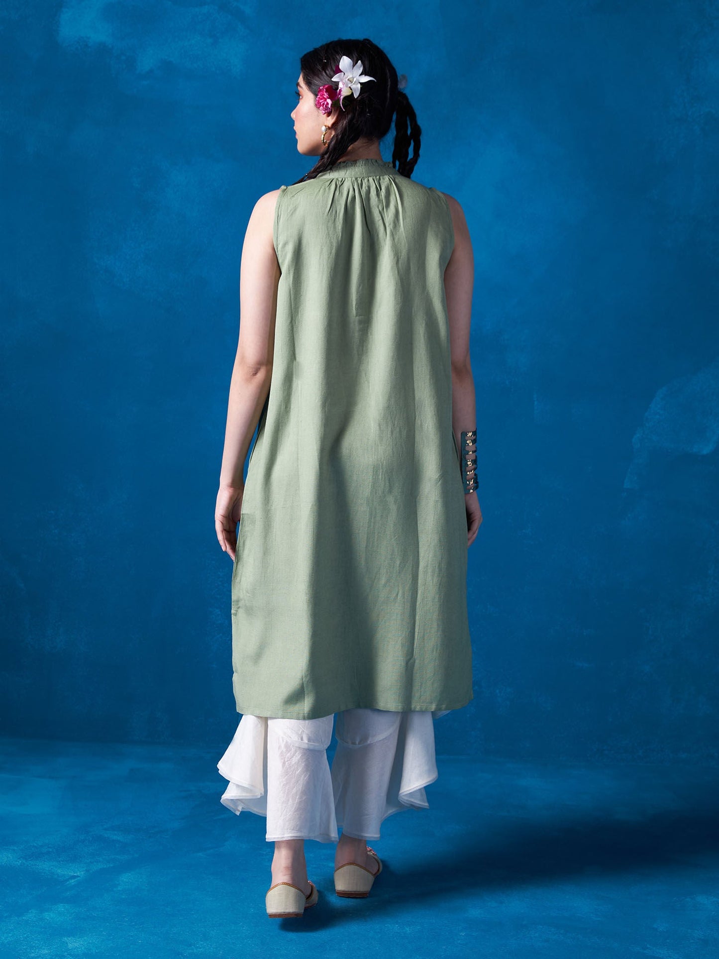 Likha Olive Green Rayon Flex Kurta