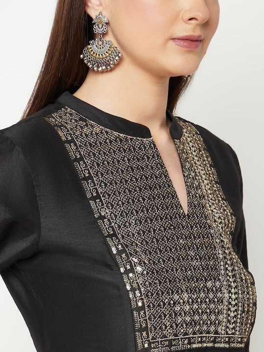 IMARA Ethnic Motif Yoke Design Regular Kurta with Trousers