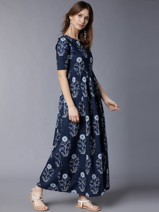 Vishudh Printed Aline Midi Dress
