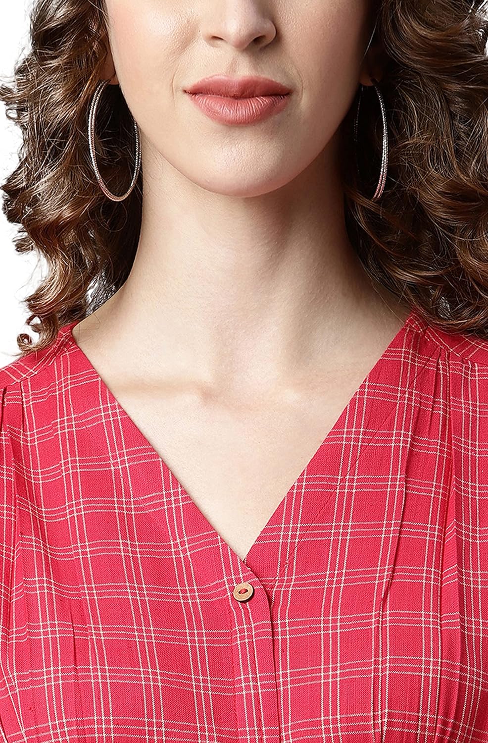 Janasya Women's Red Cotton Western Dress
