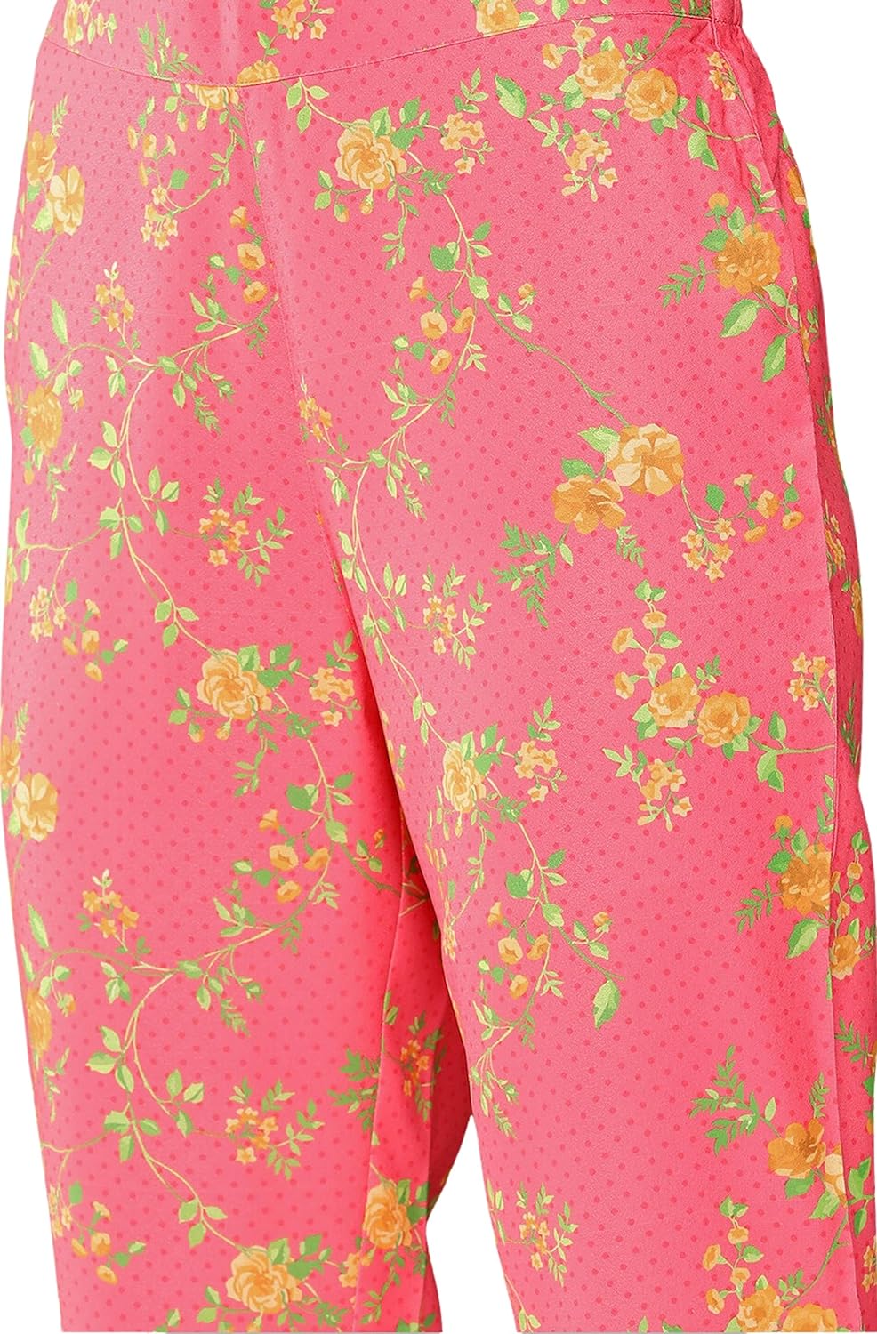 Janasya Women's Pink Moss Digital Floral Printed Kurta with Pant and Dupatta