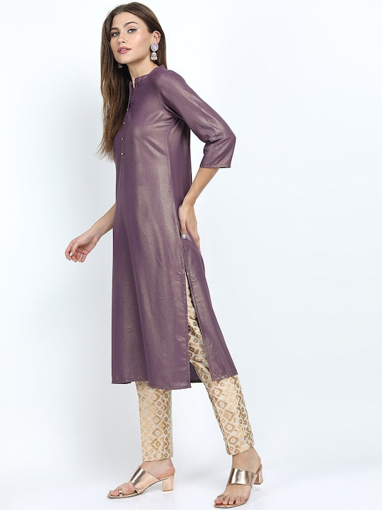 Vishudh Women Purple Solid Kurta