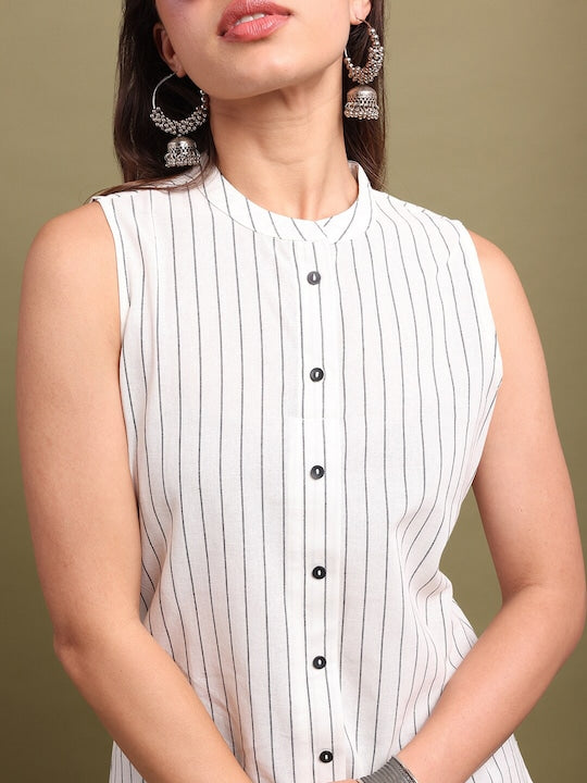 Vishudh Striped Thread Work Kurta