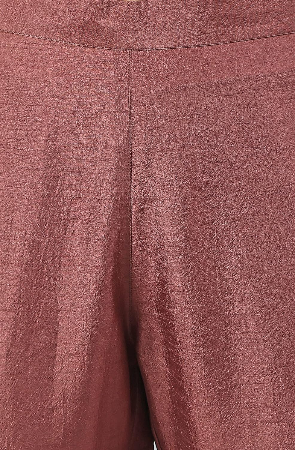 Janasya Women's Brown Poly Silk Foil Print Kurta with Pant and Dupatta