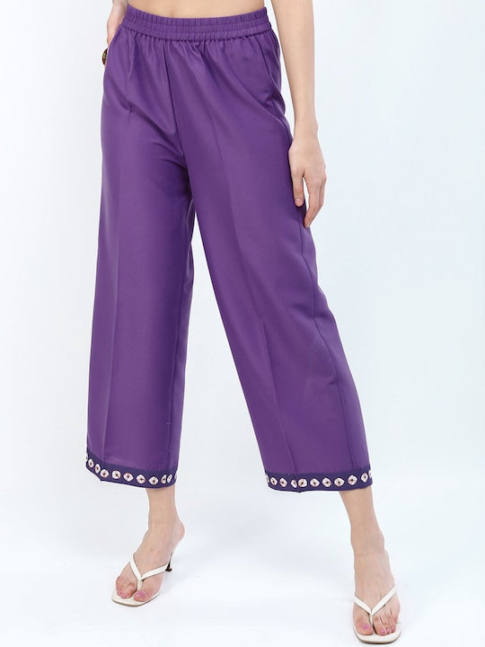 Vishudh Women Purple Ethnic Motifs Printed Kurti with Palazzo