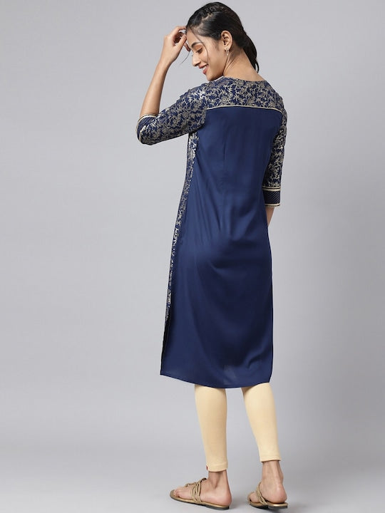 Aurelia Women Blue Ethnic Motifs Printed Kurta