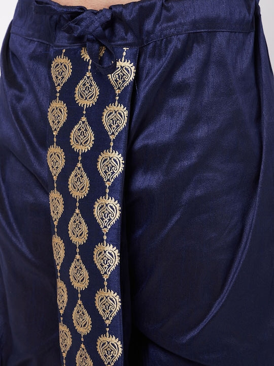 Vastramay Men Gold-Toned Kurta with Dhoti Pants