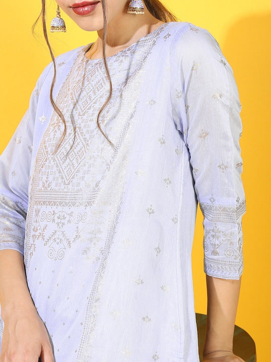 Vishudh Women Blue Ethnic Motifs Printed Kurta