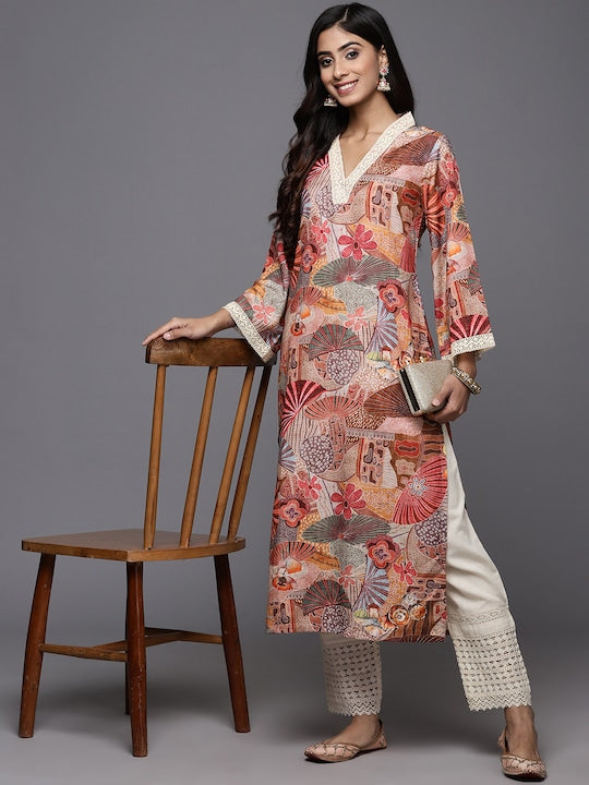 Varanga Floral Printed Regular Kurta With Trousers