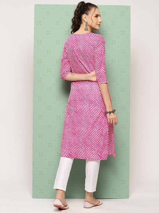 Yufta Leheriya Printed Gotta Patti Pure Cotton Kurta