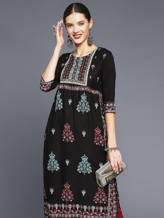 Anubhutee Ethnic Motifs Printed Sequinned Panelled Kurta