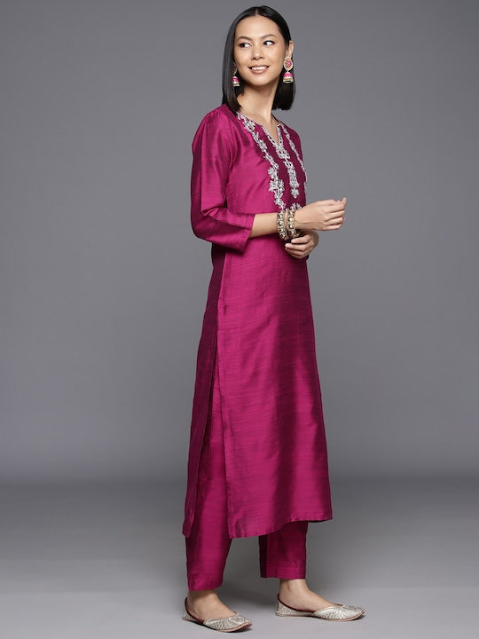 Varanga Women Floral Yoke Design Regular Sequinned Kurta with Trousers & Dupatta