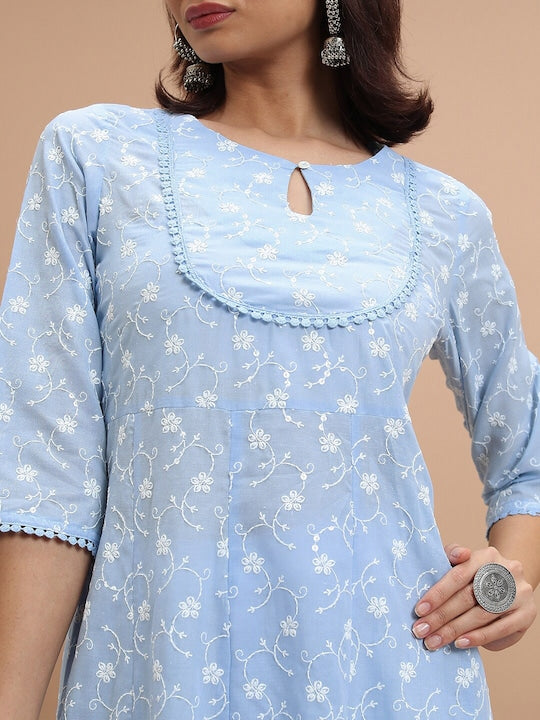 Vishudh Floral Embroidered Anarkali Kurta