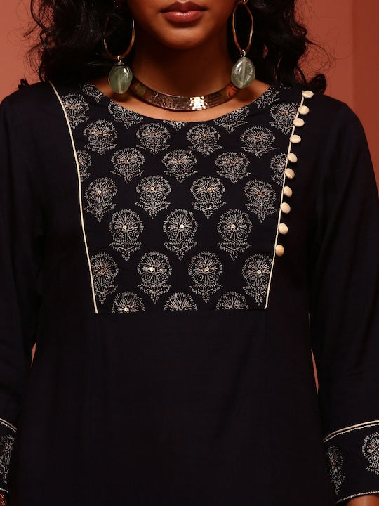IMARA Ethnic Yoke Design Straight Kurta