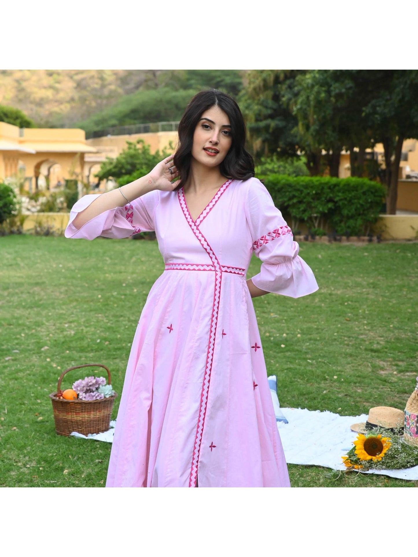 Urbanstree Cherry Blossom Pink Maxi Dress