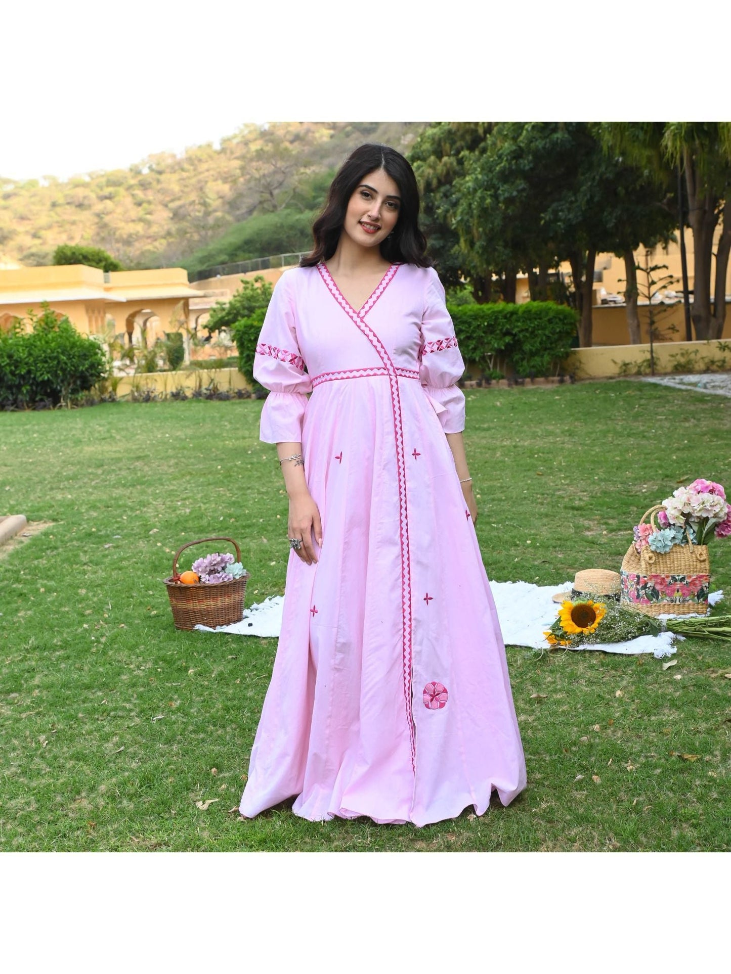 Urbanstree Cherry Blossom Pink Maxi Dress