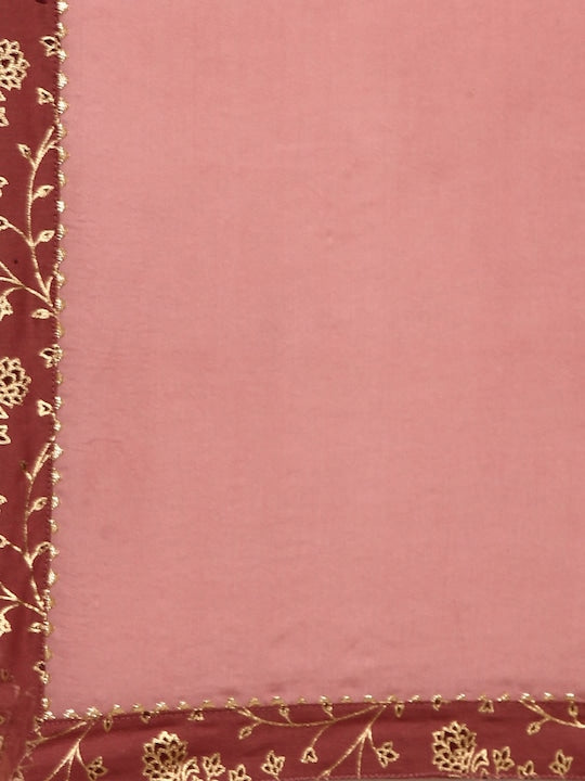 IMARA Floral Printed Zari A-Line Kurta With Palazzos & Dupatta
