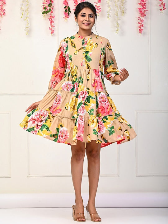 Vishudh Floral Print Fit & Flare Dress