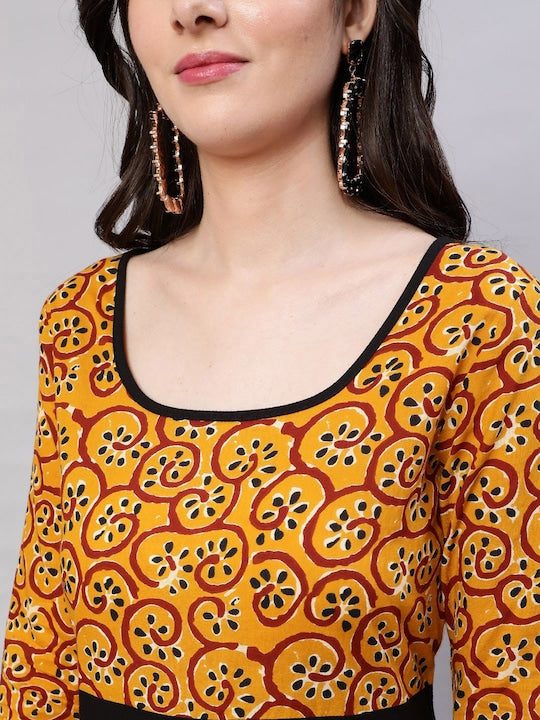 AKS Ethnic Motifs Printed Pure Cotton Anarkali Kurta With Palazzos