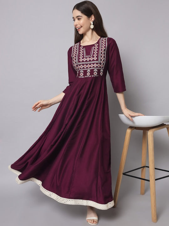 Myshka Embroidered Anarkali Ethnic Dresses