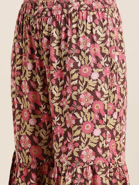 Here&now Mirror-Work Angrakha Gotta Patti Kurta with Sharara & Dupatta