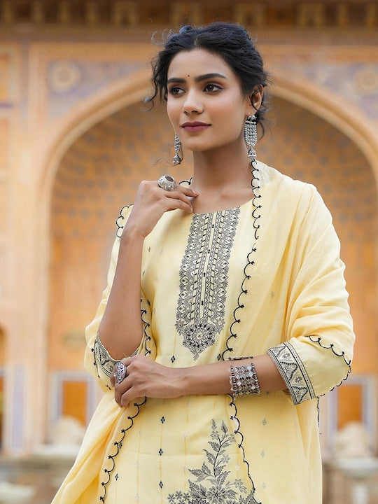 SCAKHI Ethnic Motifs Printed Kurta With Trousers & Dupatta