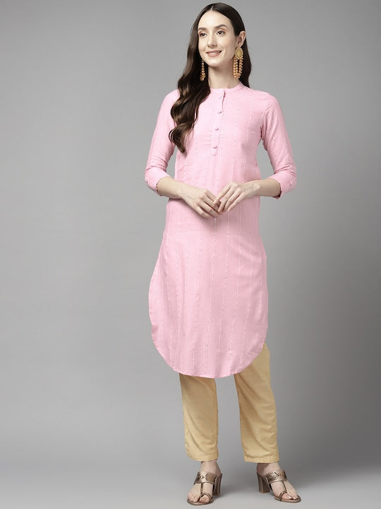 Yufta Women Striped Sequinned Detail Kurta
