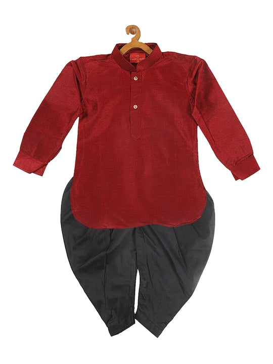 Vastramay Sishu Boys Maroon Kurta with Dhoti Pants